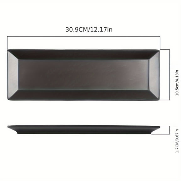 1pc Elegant Black Melamine Rectangular Plate - Ideal for Sushi, BBQ, Cake & Desserts | Versatile Food Serving Tray with Unique Design | Perfect for All Seasons, Sushi Accessories