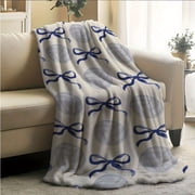 1pc Elegant Blue Volleyball Bow Pattern Flannel Blanket - Soft, Cozy, and Lightweight All-Season Throw for Couch or Bed, Perfect Gift for Women, Men, Wife, Husband, Mom, Sister, Grandma, or Friends,