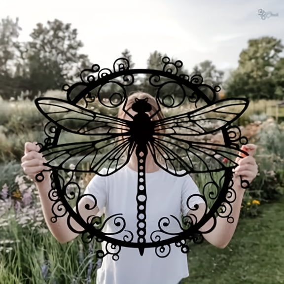 1pc Elegant Dragonfly Metal Wall Art - Intricate Iron Animal Design Wall-Mounted Decor for Indoor/Outdoor, Living Room, Office, Garden - Housewarming & Wedding Gift