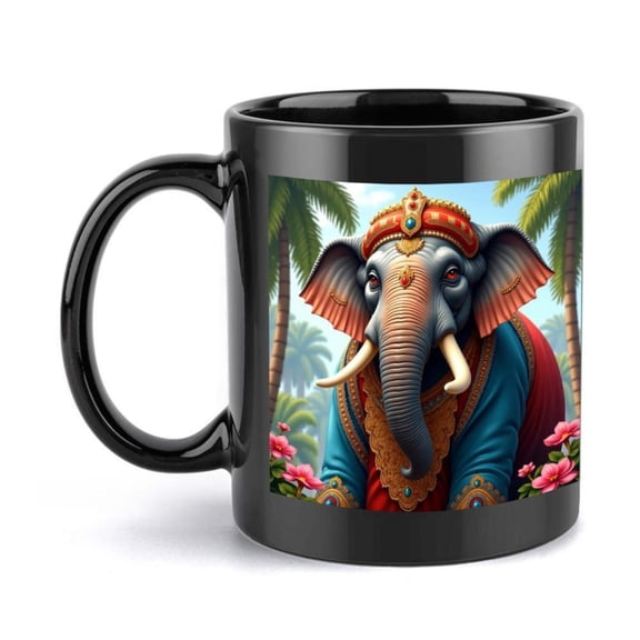 1pc Elegant Elephant Crown Coffee Mug 11oz Ceramic Cup with Golden Red Ornate Design Christmas New Year Celebrations Reusable Hand Wash Only Holiday Idea Elegant Mug Design Durable Ceramic