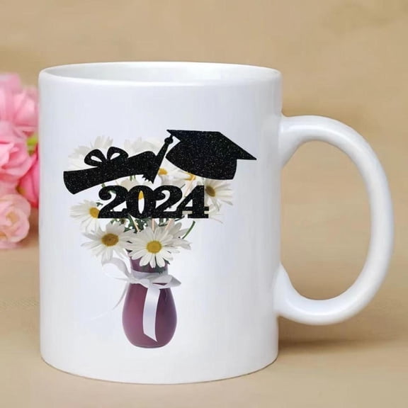 1pc Elegant Graduation Mug Class of 2024 Keepsake Cup with Diploma Box Floral design Dishwasher Mug College University High School Graduates Graduatio