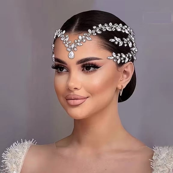 1pc, Elegant Handmade Rhinestone Bridal Headband - Sparkling Fairy Tale Themed Forehead Hair Accessory, Perfect for Weddings and Formal Parties, Compatible with Bride and Bridesmaids
