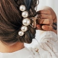 thumbnail image 1 of 1pc Elegant Large Pearl Hair Claw Clip - Chic Metallic Shark Clip with White Faux Pearls for Stylish Updos & Ponytails - Perfect Gift for Women, Vintage-Inspired Design, 1 of 3