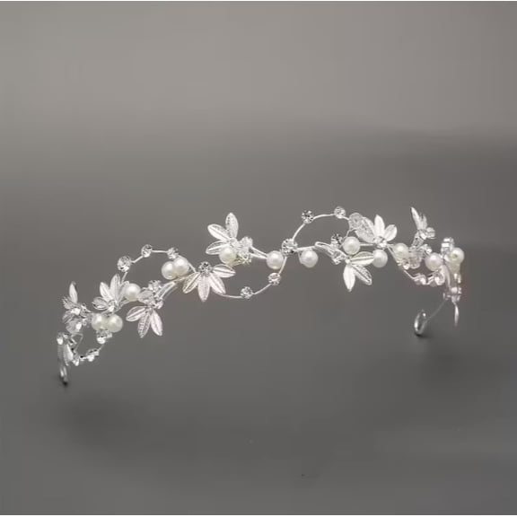 1pc Elegant Rhinestone and Pearl Beaded Crown for Brides - Simple Style Headpiece