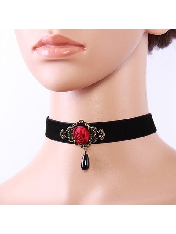 1pc Elegant Rose Choker Necklace for Women Accessories Gothic Party Jewelry