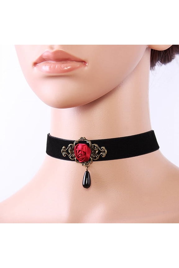 1pc Elegant Rose Choker Necklace for Women Accessories Gothic Party Jewelry