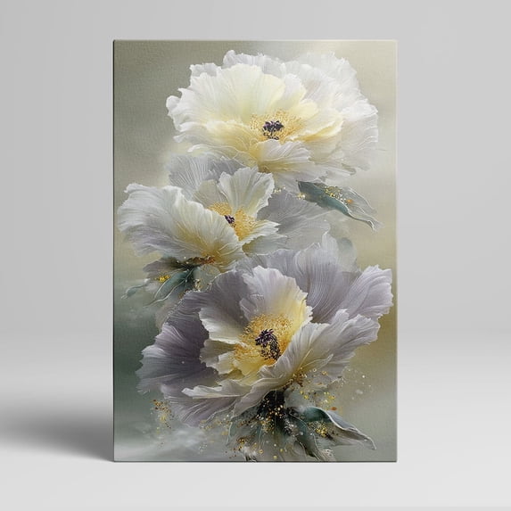 1pc Elegant White and Gray Peony Canvas Wall Art, Framed Decor room hanging Wall Picture Decor for Home Gifts, Ideal for living room, bathroom, bedroom, kitchen wall art decor canvas wall art
