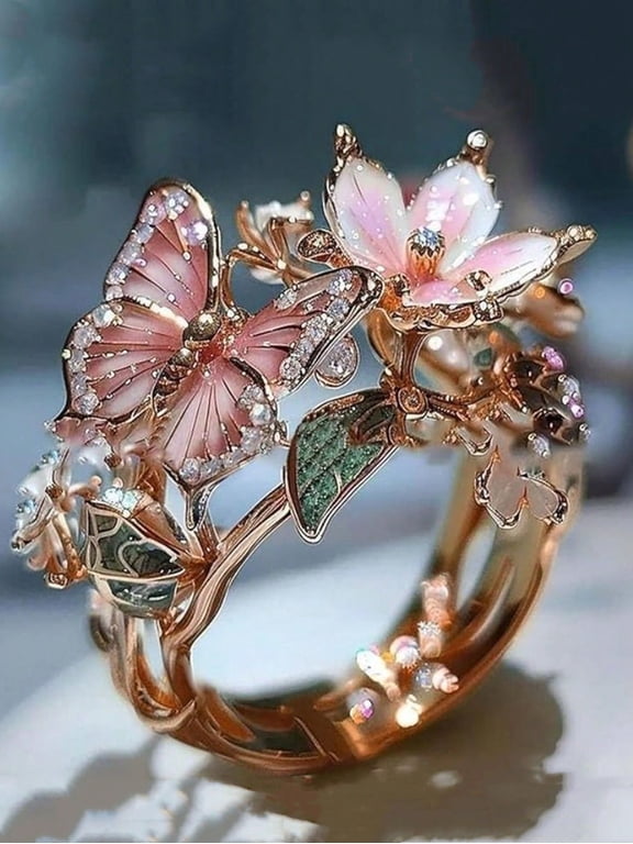 1pc Elegant Zirconia Flower Ring, Luxury Jewelry Open Ring, Suitable For Women