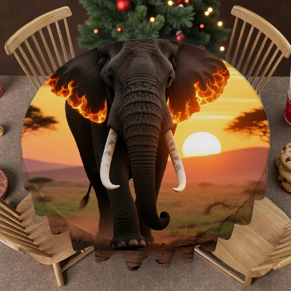 1pc Elephant Print Tablecloth for dining table, Kitchen Accessories Polyester Tablecloths, Elephant