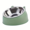 thumbnail image 1 of 1pc Elevated Stainless Steel Cat Bowl, Inclined Food & Water Dish with Cute Ear Stand, Neck Protection Design for Cats, 1 of 9