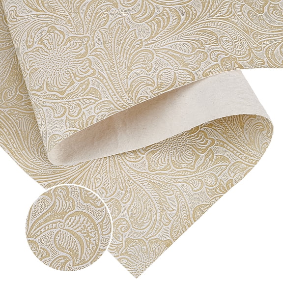 1pc Embossed Flower Pattern PVC Leather Fabric for DIY Sewing Crafts Wallets Jewlery Making Floral White 1840x1400x0.5mm