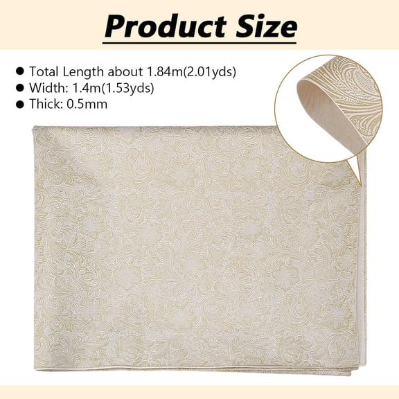 1pc Embossed Flower Pattern PVC Leather Fabric for Sewing Crafts Wallets Jewlery Making Floral White 1840x1400x0.5mm