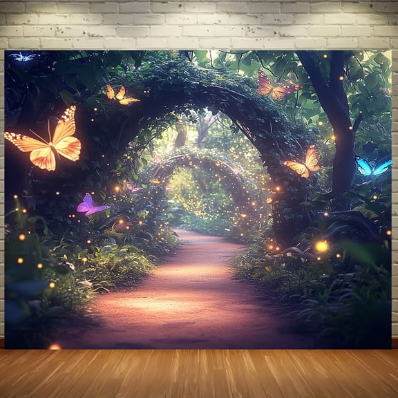 1pc, Enchanted Forest Pathway Wall Tapestry, Polyester 100%, Spring Seasonal Decor, Multipurpose, No Electricity Needed, Ideal for Wedding, Birthday, and All Occasions