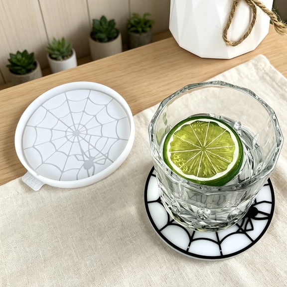 1pc Epoxy Resin Round Spider Web Coaster Silicone Mold for DIY Crafts - Perfect for Custom Designs