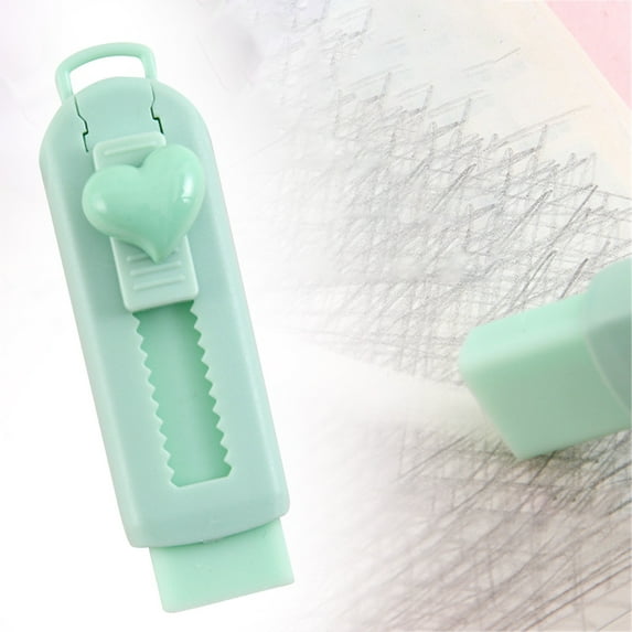 1pc Erasers, Retractable Eraser Push Pull Large Heart Pencil Erasers with Plastic Sleeve, Green Erasers Cute Erasers Rubber Erasers Aesthetic Eraser Stationery for Classroom Home, Erasers for Pencil