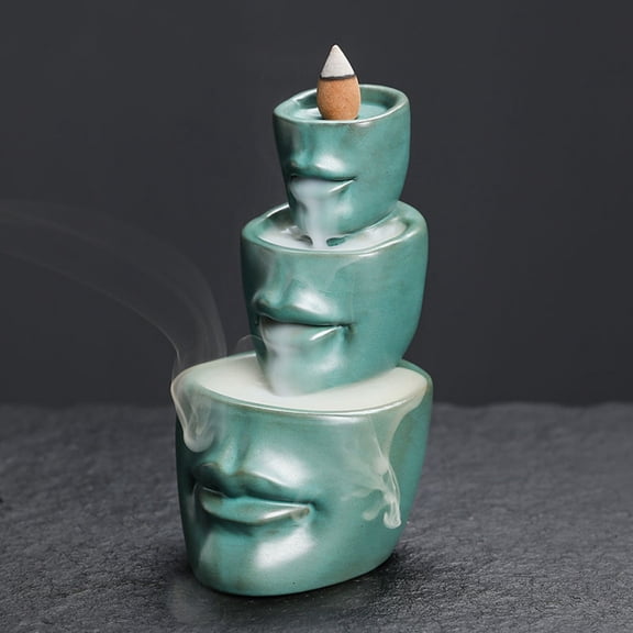 1pc European Style Ceramic Backflow Incense Burner with 3 Faces, Home Decor Gift (Without Incense)