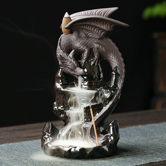 1pc, European-Style Ceramic Winged Dragon Waterfall Incense Holder, Unscented for home Decor Accessory, Backflow Design