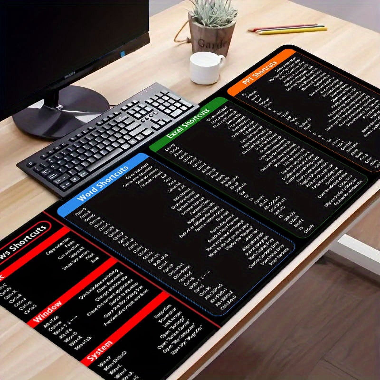 Desk Pad Excel Shortcuts Mousepad, Large Excel Cheat Sheet Desk Mat ...