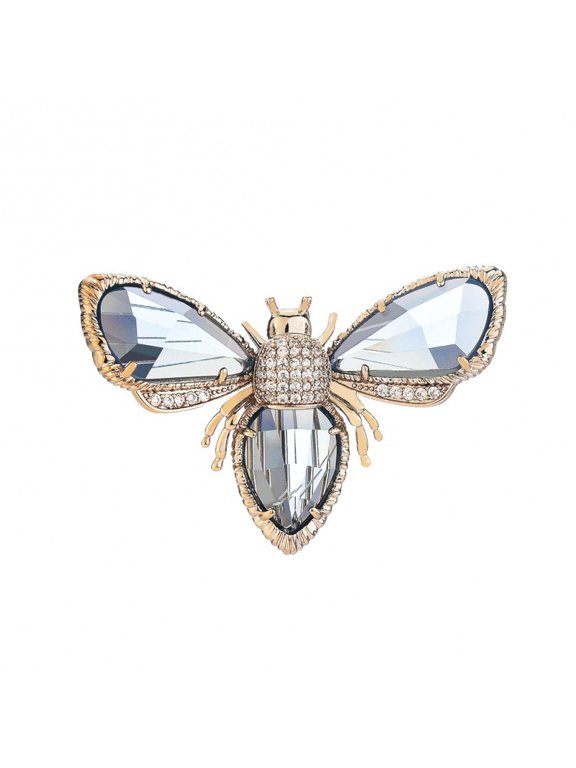 1pc Exquisite Bee Shape Copper Brooch Pin Inlaid Shiny zirconia Ladies Cardigan Suit Collar Pin Brooch