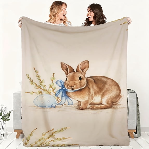 1pc Exquisite Blanket Multi purpose Blanket with Rabbit Easter Egg and ...