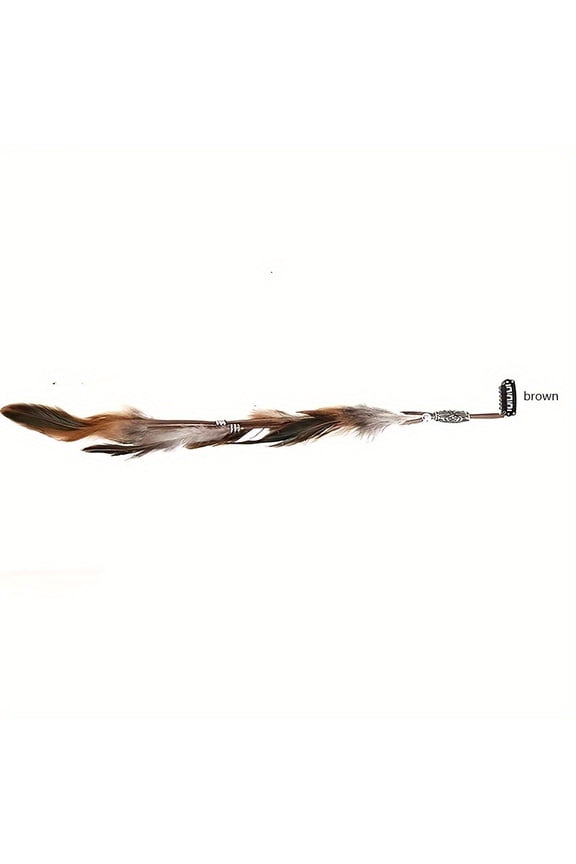 1pc Exquisite Boho Chic Faux Feather Snap Clip Hair Accessory - Western Style Tassel Beaded Headdress for Women - Add a Touch of Elegance to Your Hairdo