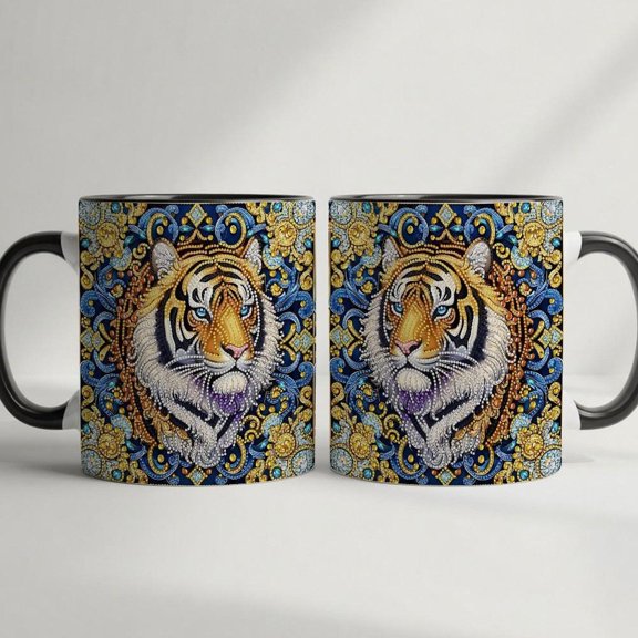 1pc Exquisite Tiger Pattern Coffee Mug Artistic Ornamental Coffee Cup Ideal Animal Lovers Friends Family Suitable Home Office Use Great Choice Birthda