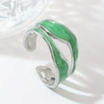 thumbnail image 1 of 1pc Exquisite White/Dark Blue/Green/Steel White Enamel Creative Ring - Stainless Steel Irregular Opening Adjustable Ring - For Men - Fashionable & Unique - Perfect Gift for Him,Pearl Green, 1 of 41
