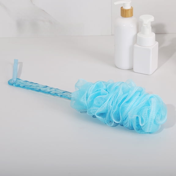 1pc- Extended Handle-Patterned Shower Brush, 2-in-1 Soft Sponge and Back Massager, blue