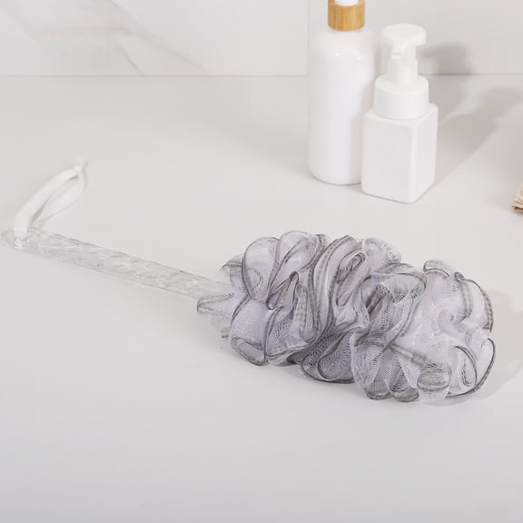 1pc- Extended Handle-Patterned Shower Brush, 2-in-1 Soft Sponge and Back Massager, grey