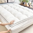 thumbnail image 1 of 1pc Extra Thick Quilted Fitted Sheet, Grid Stitched Mattress Protector, Non-Slip Full Enclosure Bed Cover, All-Season(white,King), 1 of 8