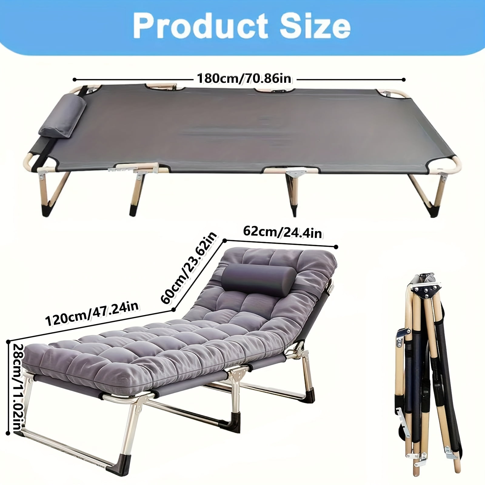 1pc Extra-large Foldable Outdoor Camping Bed, Camping Bed With Mattress ...