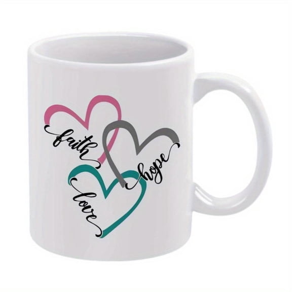 1pc Faith Hope Love Coffee Mug 11oz Ceramic Cup Christmas New Year Cup Summer Winter Drinks Christmas New Year