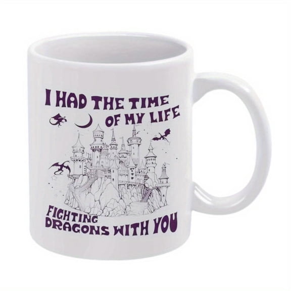 1pc Fantasy Castle Dragons Mug 11oz Ceramic Hand Wash Only Reusable Ideal Holiday Birthday Christmas Summer Gifts Mug Fantasy Theme Mug Detailed Illustration Mug