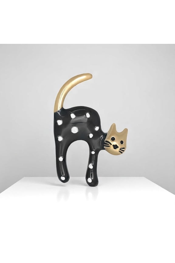 1pc Fantasy Kitten Pin - Flying Broomstick Animal Jewelry | Quirky Fashion Accessory