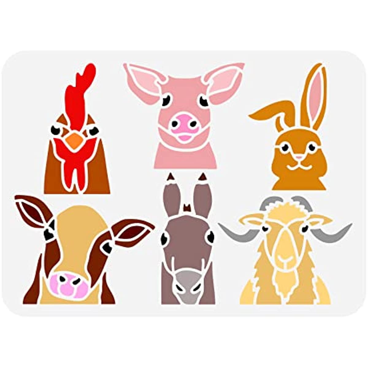 1pc Farm Animal Stencil Reusable Animal Head Drawing Stencil DIY Chicken Pig  Rabbit Cow Horse Sheep Stencil - Walmart.com, image size:1200x1200