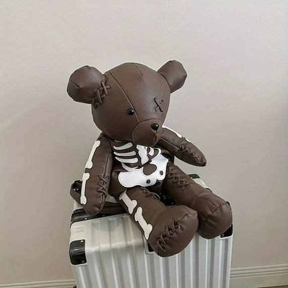 1pc Fashion Faux Leather Bear Bag, New Fashion Bear Backpack, Casual Skull Casual Backpack