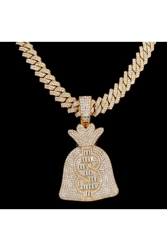 1pc Fashion Punk Money Bag Pendant Necklace, Men's Chain Necklace, Holiday Party Gift