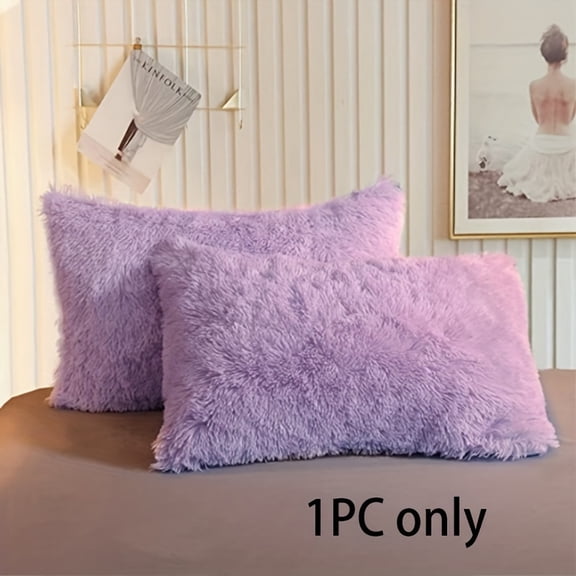 1pc Faux Fur Pillowcases , Velvet Super Soft and Cozy, Wrinkle, Fade, Resistant with Zipper Closure Bed Pillow Cases