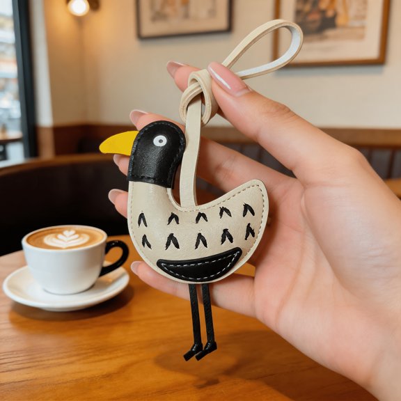 1pc Faux Leather Dazed Duck Charm, Fashion Bag Pendant, Phone Lanyard Shoulder Strap Coin Purse Accessory, Fun Bag Accessory, Holiday Decor Gift