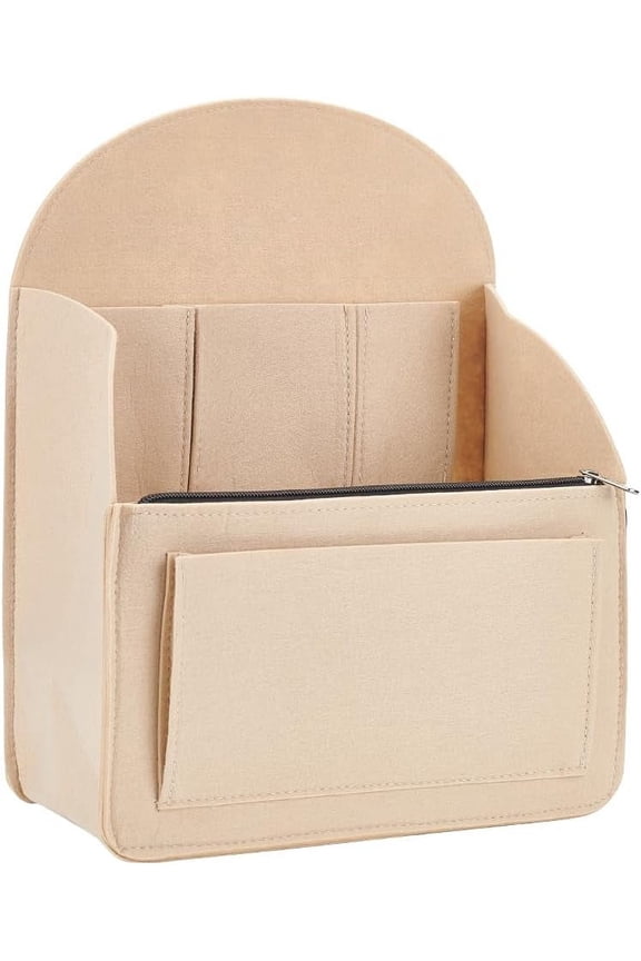 1pc Felt Backpack Organizer Insert Rucksack bag Accessories with Alloy Zipper Pale Goldenrod 150x270x340mm Unfold: 340x270x19mm