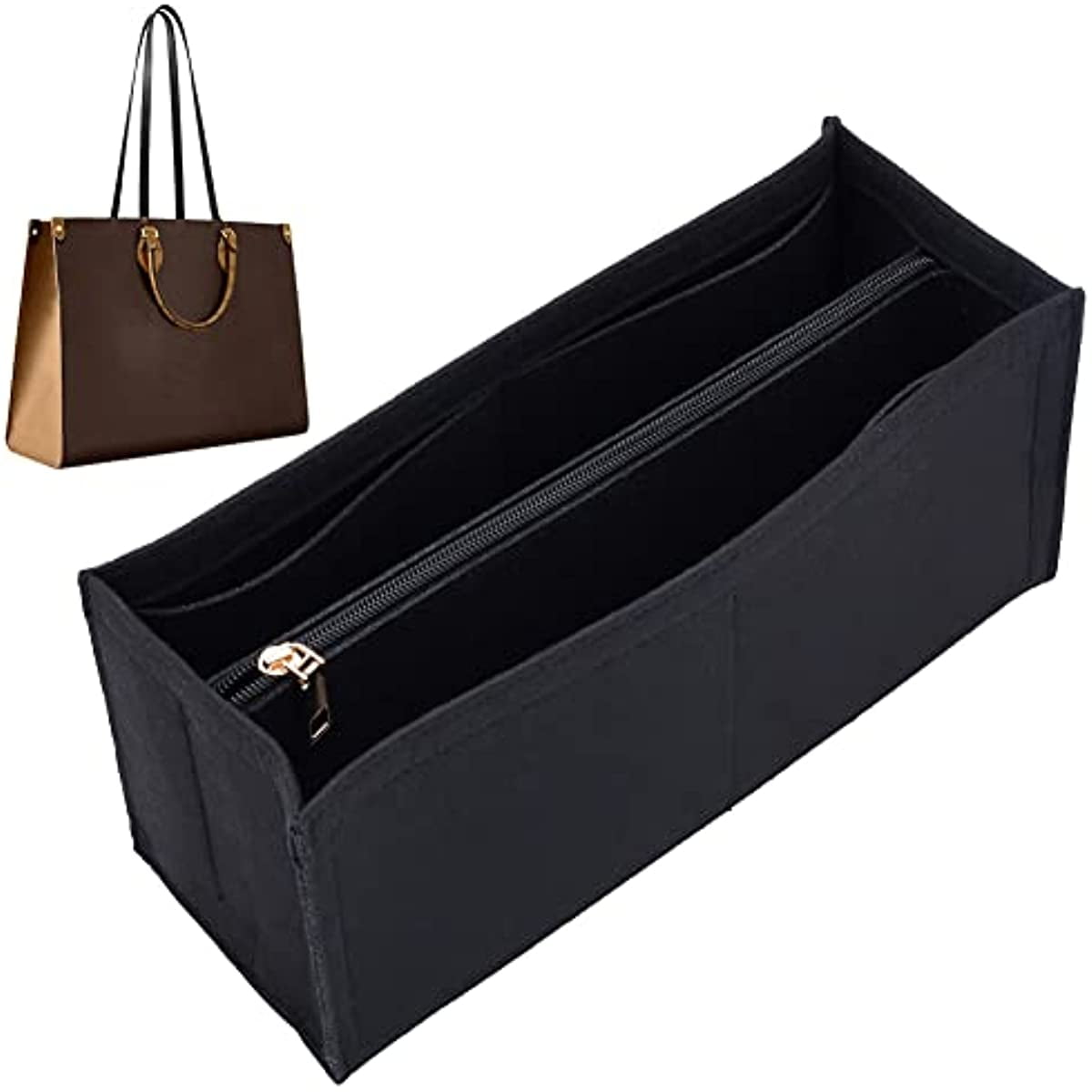 1pc Felt Bag Organizer Insert Handbag Purse Zipper Tote Liner Shaper Portable Pocket Inside Onthego LV Neverfull Graceful Coach Medium Black 7bc4f840 61d3 4769 a082 5d7e356856f1.e2c3de02df40598b6680ee3b2b7a0030