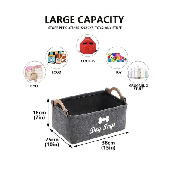 1pc Felt Pet Toy Box, Dog Toy Box, Storage Basket Chest Organizer For Organizing Pet Toys, Blankets, Leashes And Food