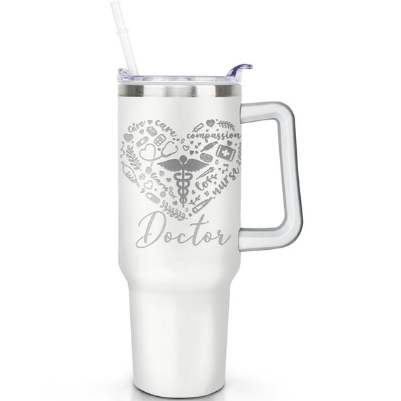 1pc Female nurse 40oz Tumbler with Straw & Handle - Insulated Stainless Steel Cup | Holiday Gift for Man Women (Christmas, Valentine's, Birthday)