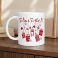 thumbnail image 1 of 1pc Festive Christmas Mug 11oz 15oz Ceramic Coffee Cup with Felices Fiestas Design Snowflakes Illustrations Washable Heat Resistant Holiday Family Fri, 1 of 4