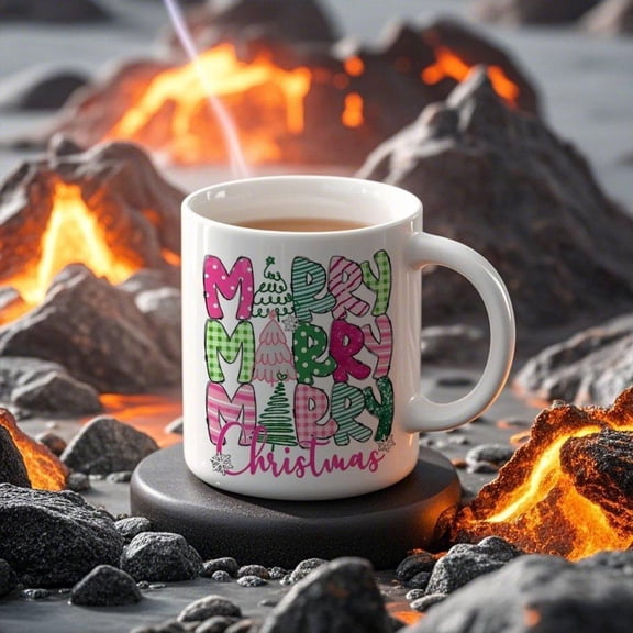 1pc Festive Mug with Merry Christmas Design 11oz White Ceramic Cup Durable Warm Holiday Family Friends Men Women Kitchen Travel or Home Decor Christma