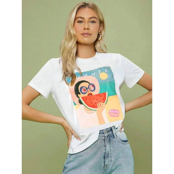 1pc Figure Graphic Tee Graphic Tees Women Tops
