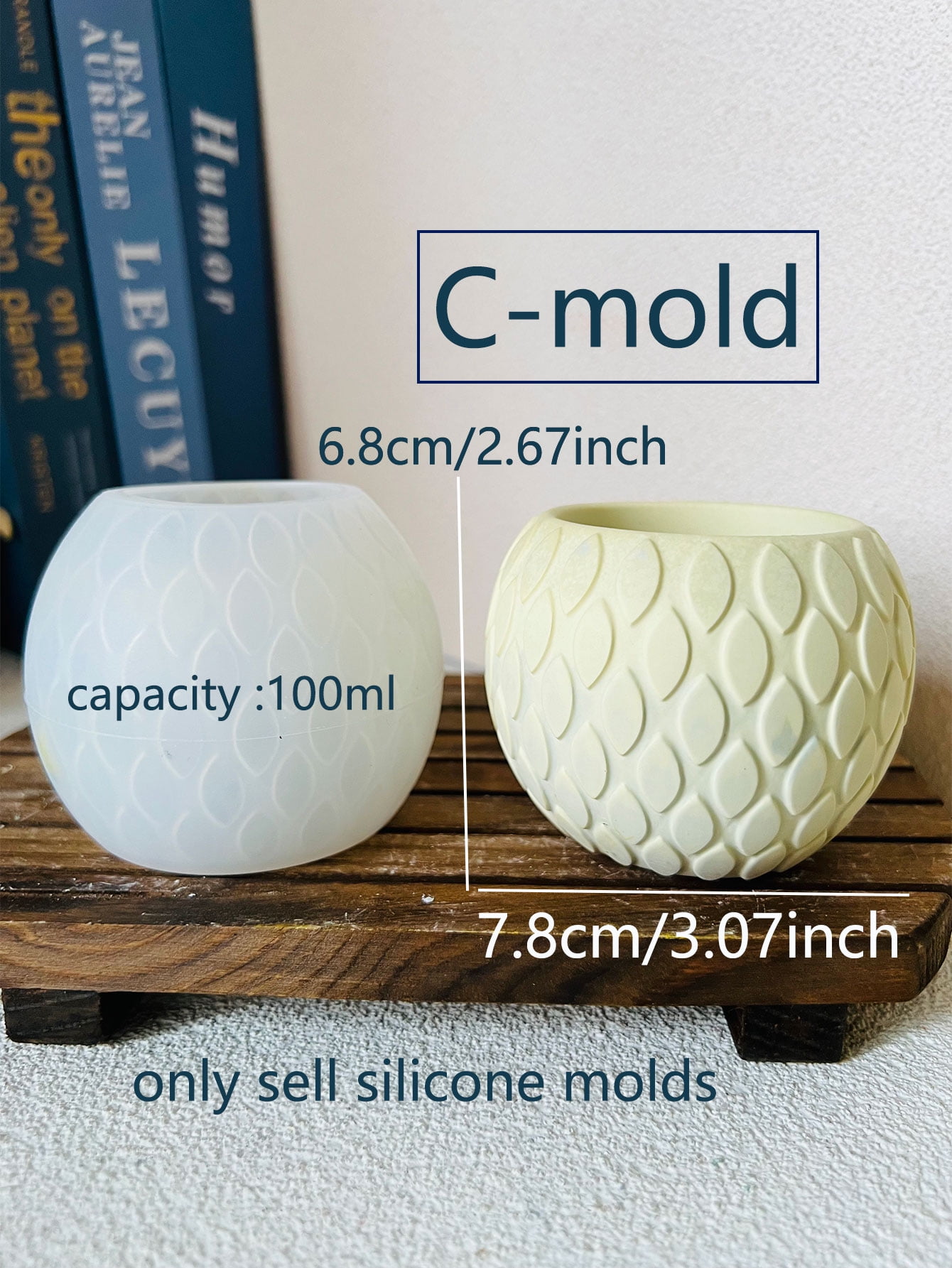 1pc Fish Scale Pattern Cement Candle Cup Mold Concrete Flowerpot Bowl