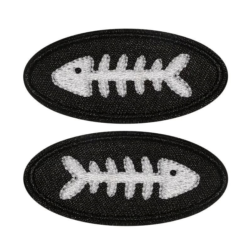 1pc Fishbone Skeleton Embroidery Patch for DIY Crafts, Clothing, and Accessories