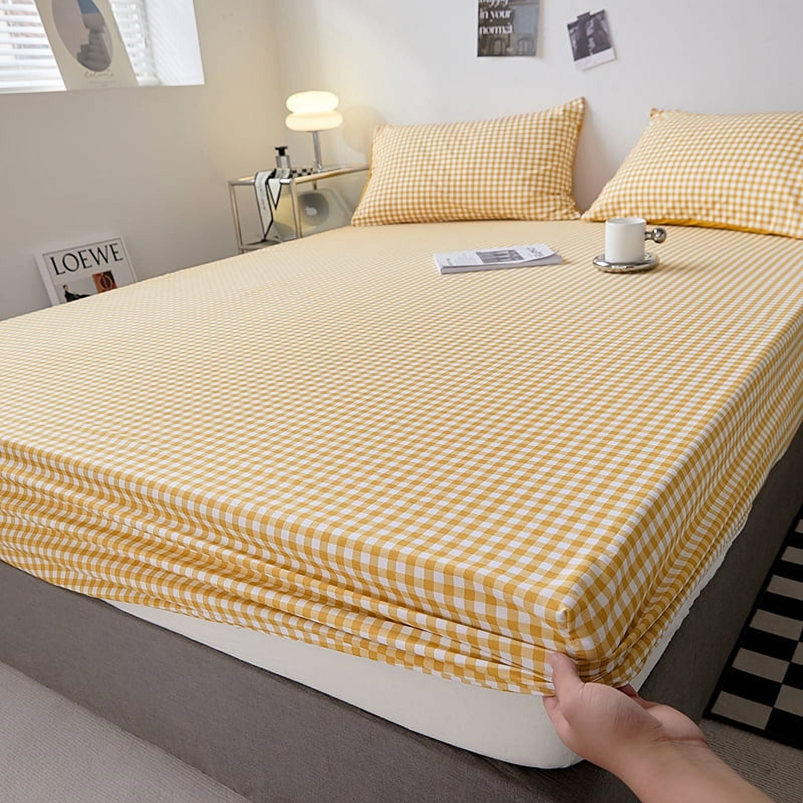 1pc Fitted Sheet with Elastic Bands Non Slip Adjustable Mattress Cover