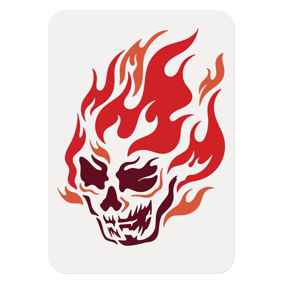 1pc Flame Skull Painting Stencil 11.7 x 8.3 Inch Drawing DIY Craft Reusable Plastic A4 Size Stencil for Painting on Motorcycle Car T-Shirt or Wood Wall Canvas